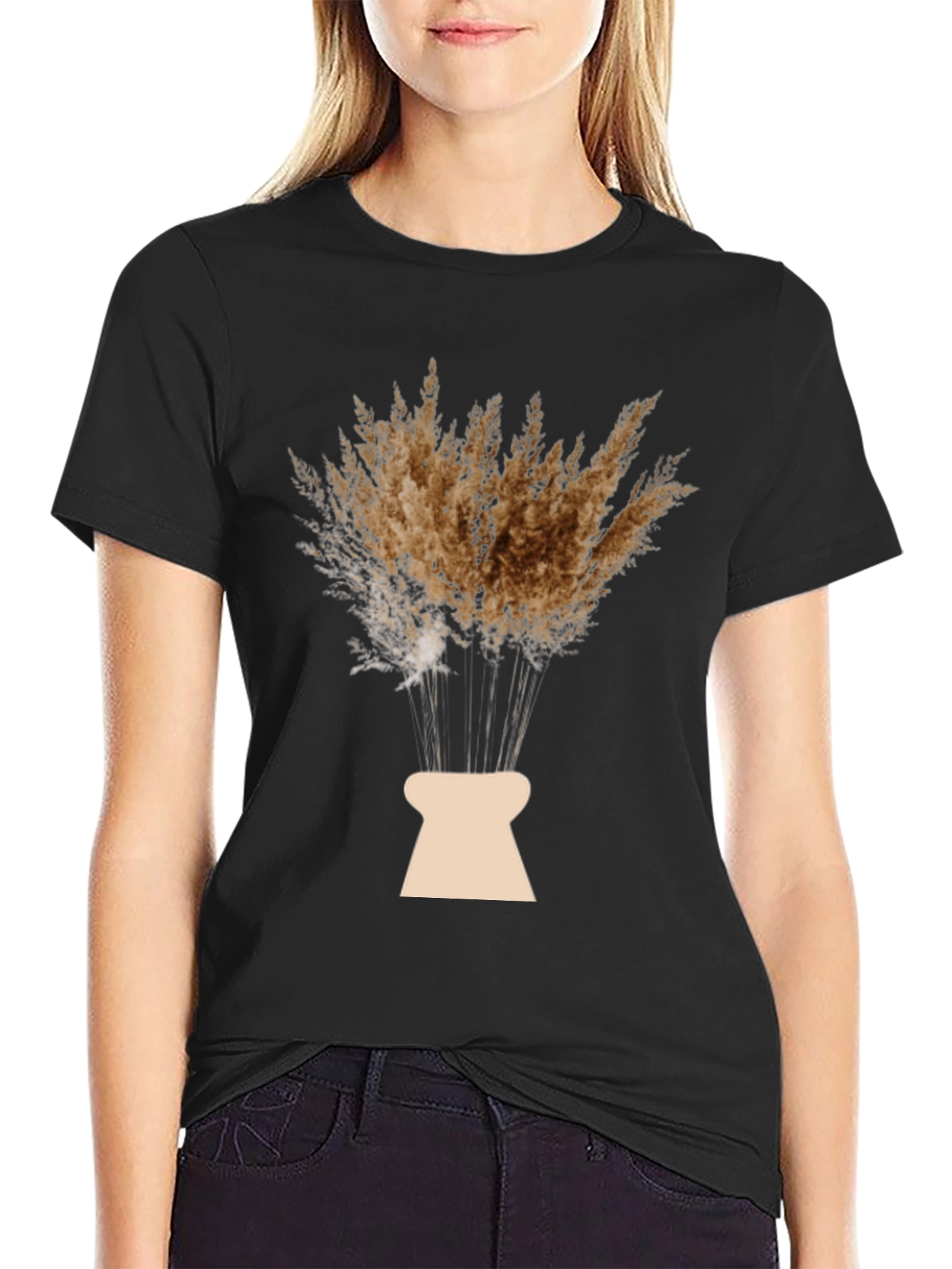 Pampas Grass Graphic Black T-Shirt