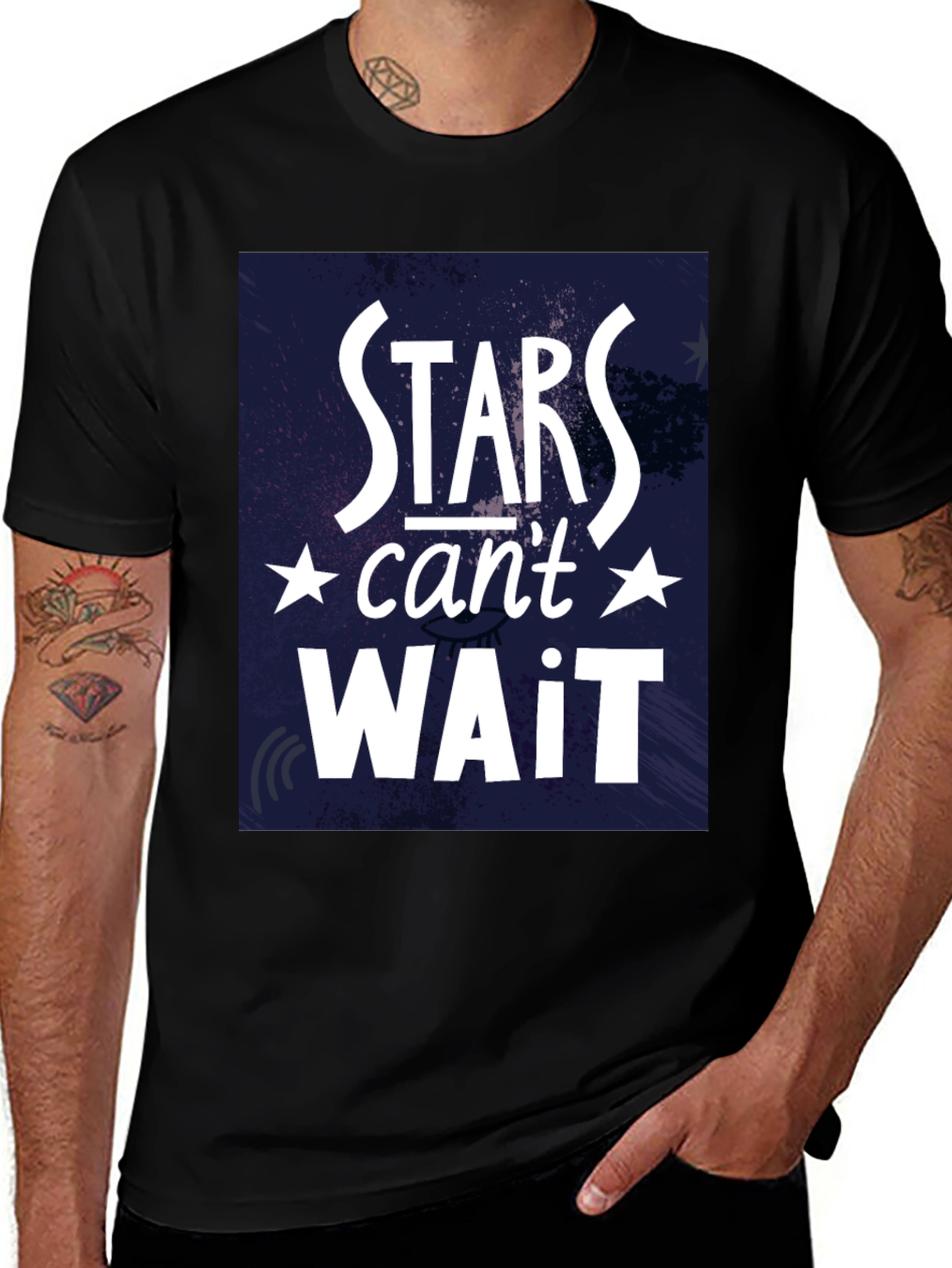 Stars Cant Wait Black Graphic Tee
