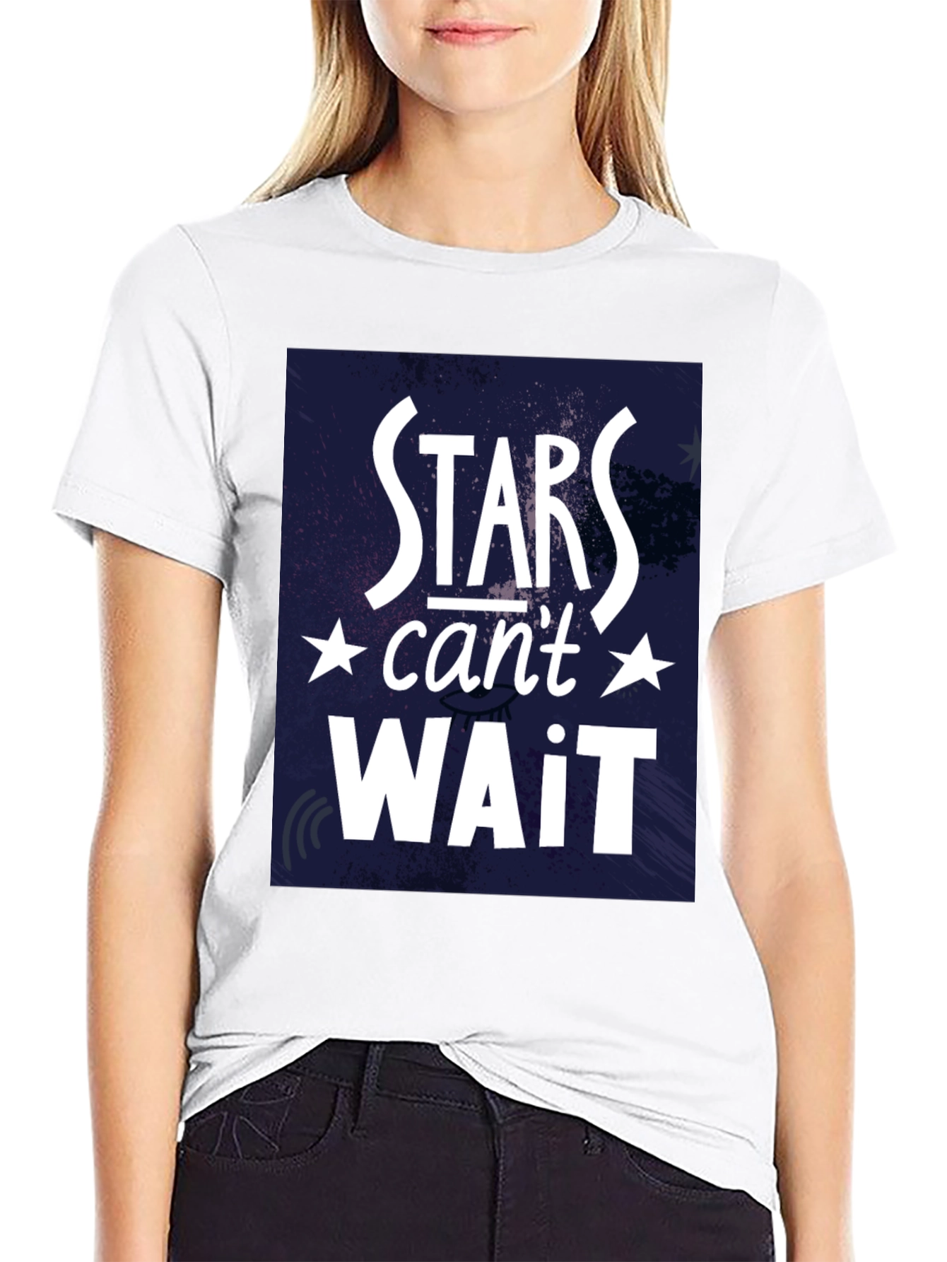 Stars Cant Wait Black Graphic Tee