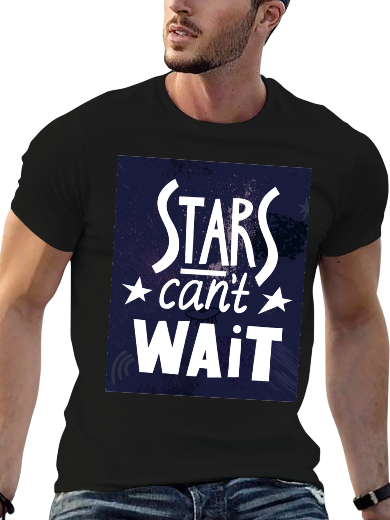 Stars Cant Wait Black Graphic Tee