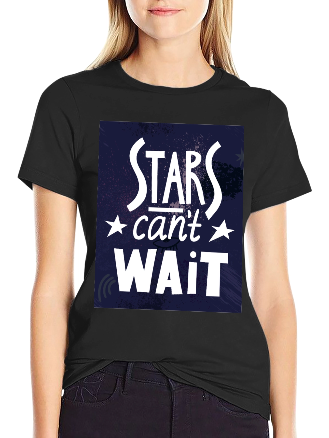 Stars Cant Wait Black Graphic Tee