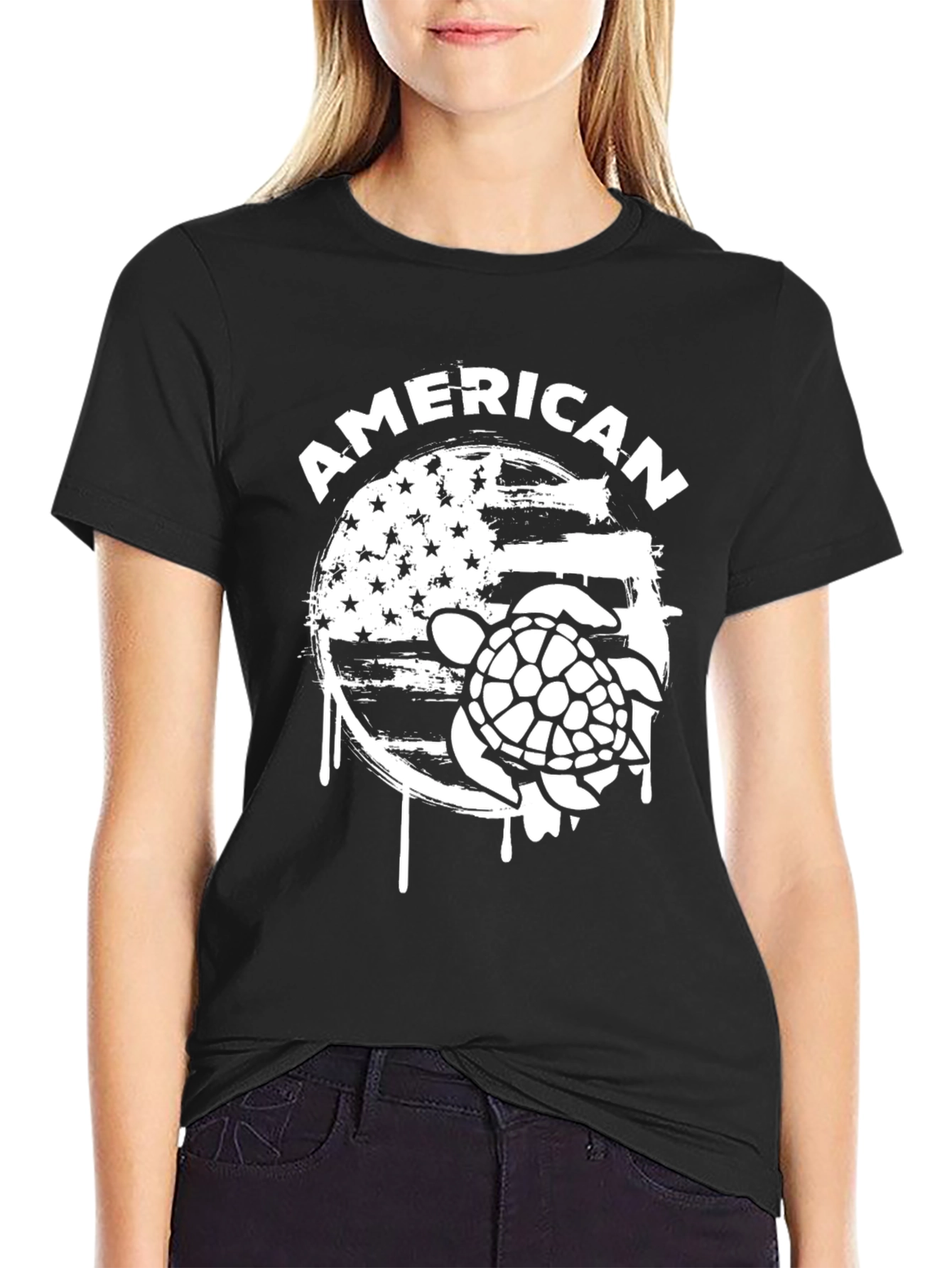 American Turtle Graphic Print Crew Neck T-Shirt