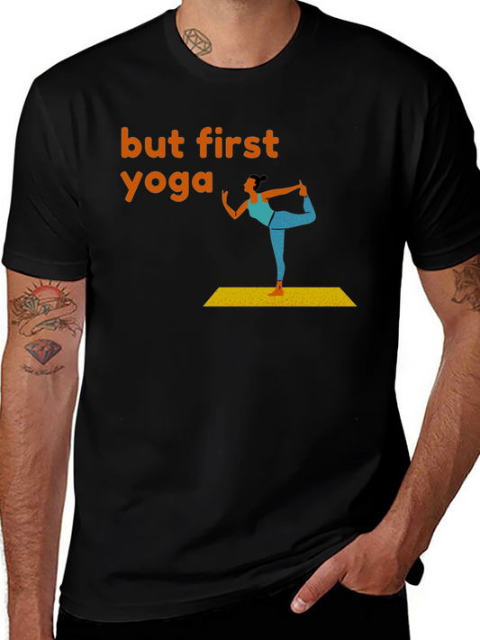But First Yoga Graphic Tee - Mens Black T-Shirt