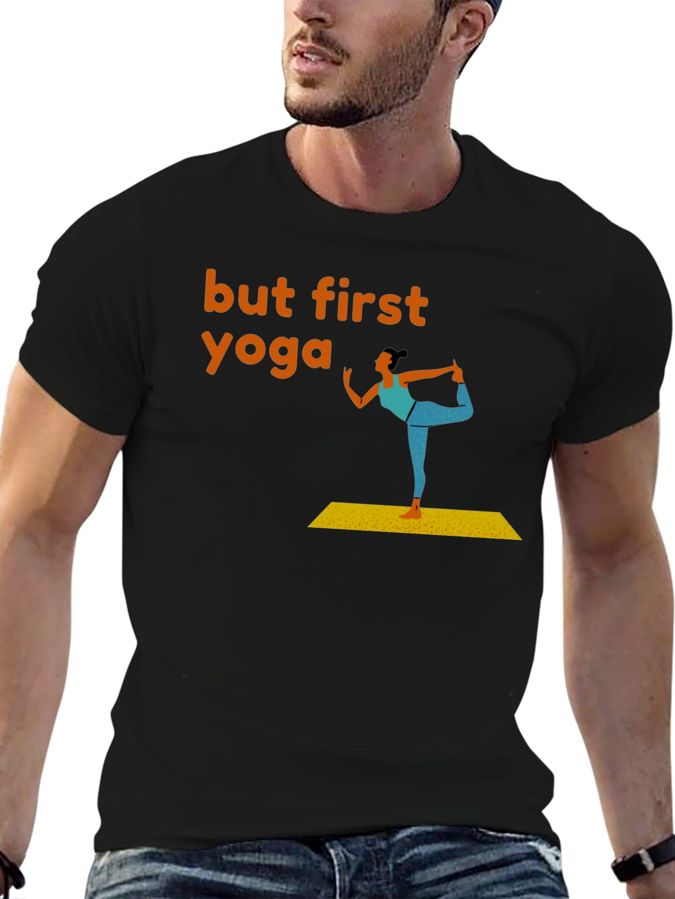 But First Yoga Graphic Tee - Mens Black T-Shirt