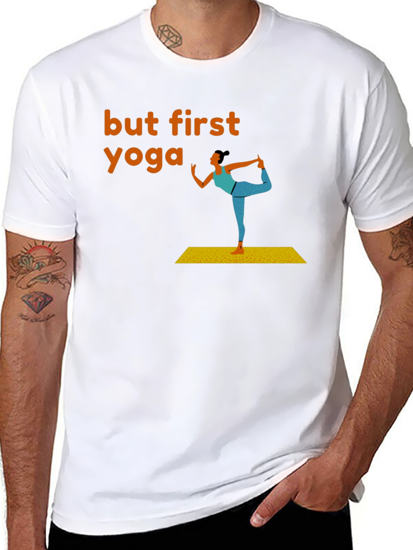 But First Yoga Graphic Tee - Mens Black T-Shirt