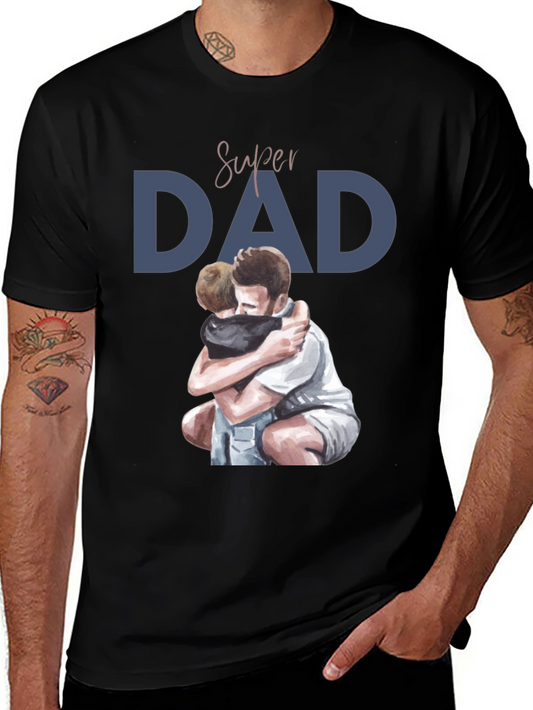 Super Dad Hugging Son Graphic T-Shirt - Fathers Day Gift