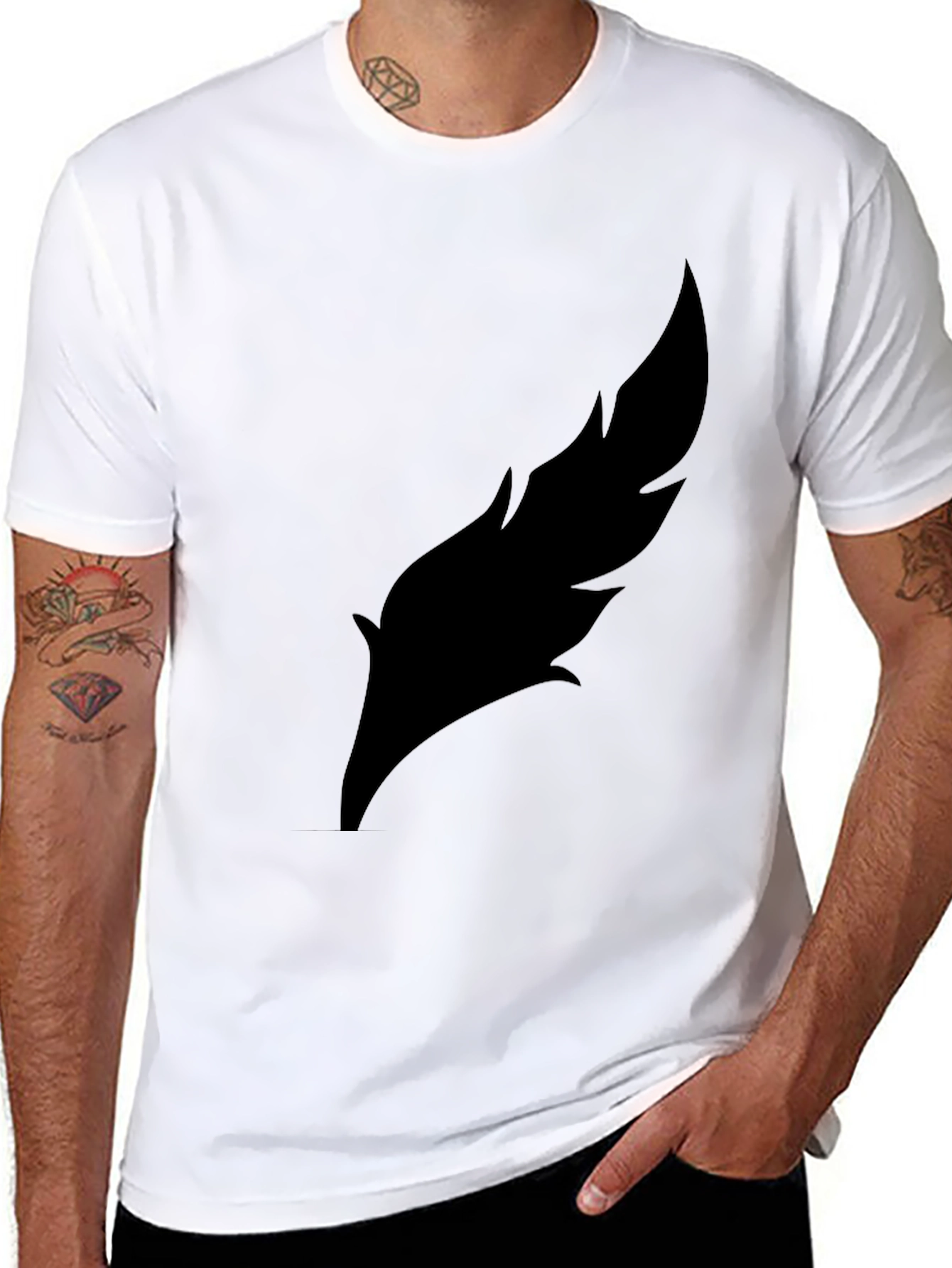 Mens Black Feather Graphic Tee