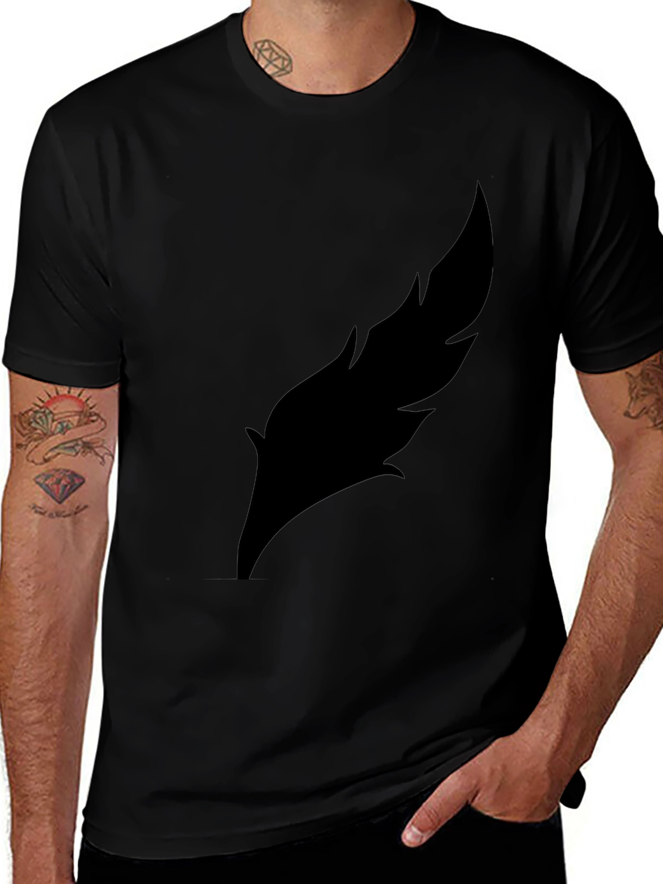 Mens Black Feather Graphic Tee