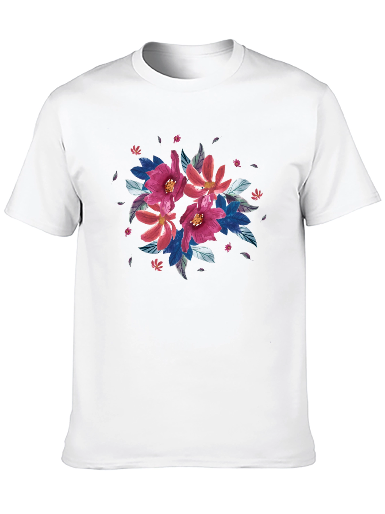 Floral Print Black T-Shirt - Casual Style