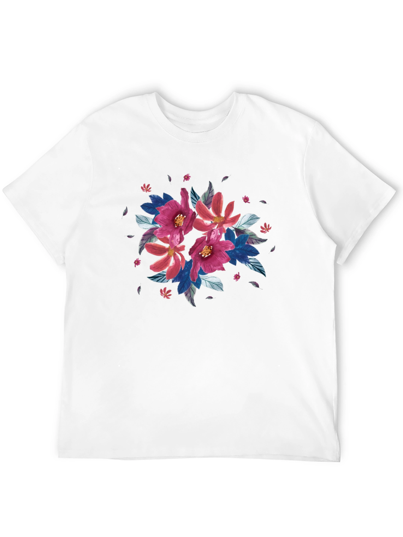 Floral Print Black T-Shirt - Casual Style