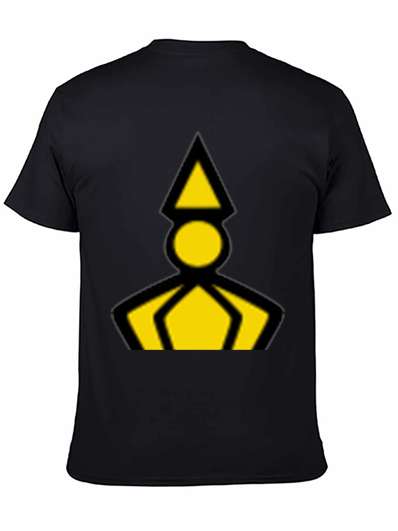 Geometric Graphic Tee - Black with Yellow Design