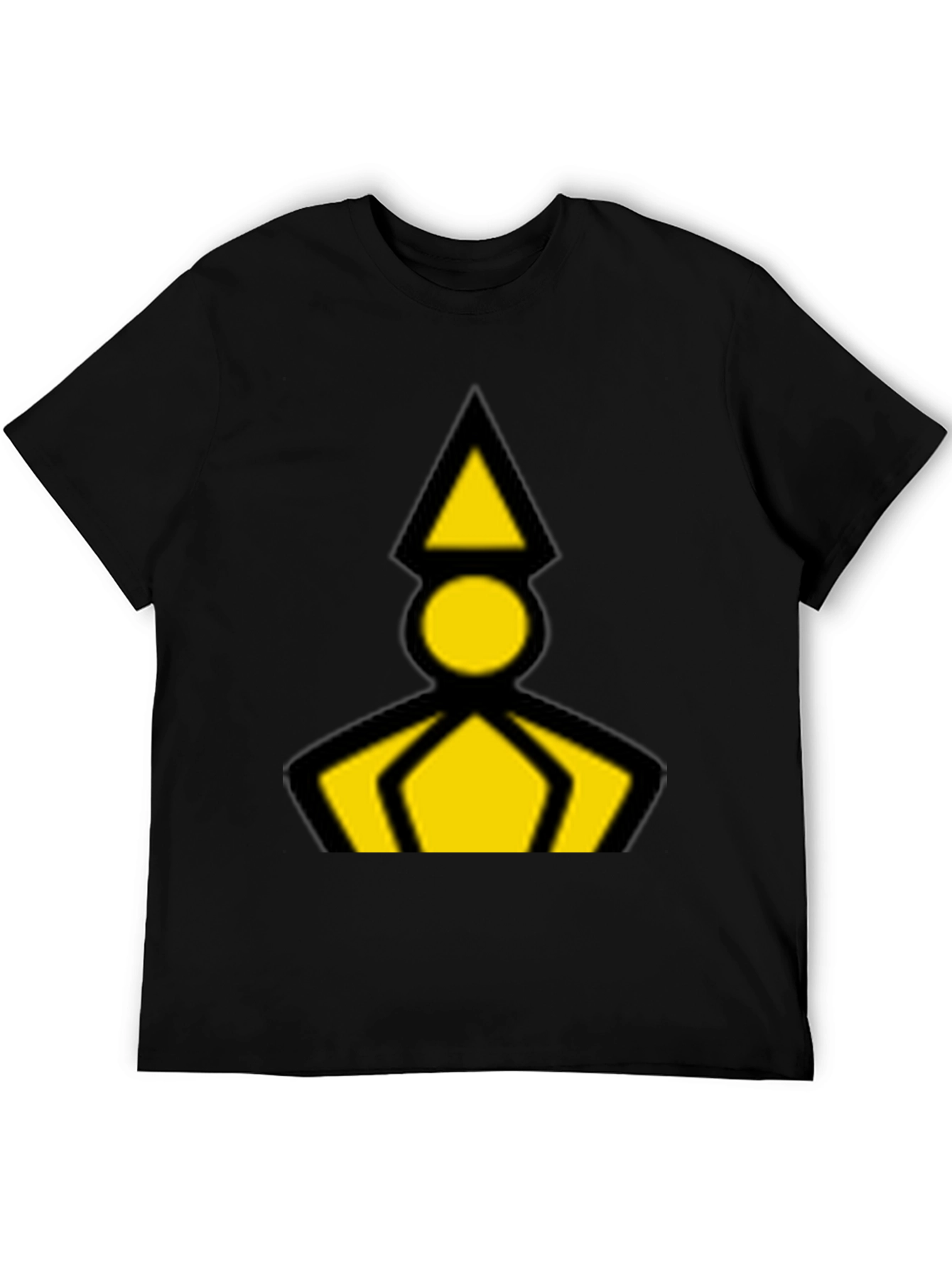 Geometric Graphic Tee - Black with Yellow Design
