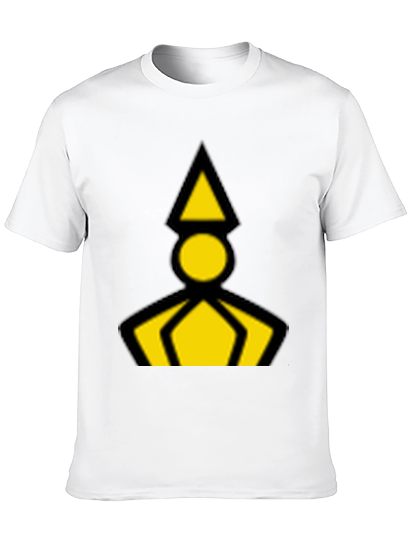Geometric Graphic Tee - Black with Yellow Design