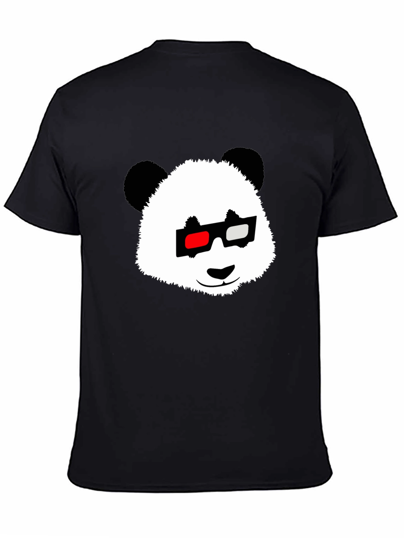 Panda with 3D Glasses Black T-Shirt