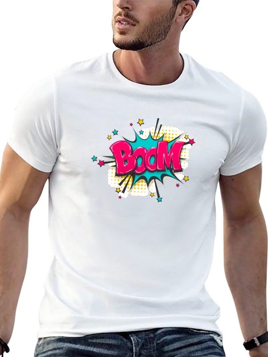 Boom Graphic T-Shirt - Black Cotton Tee for Men