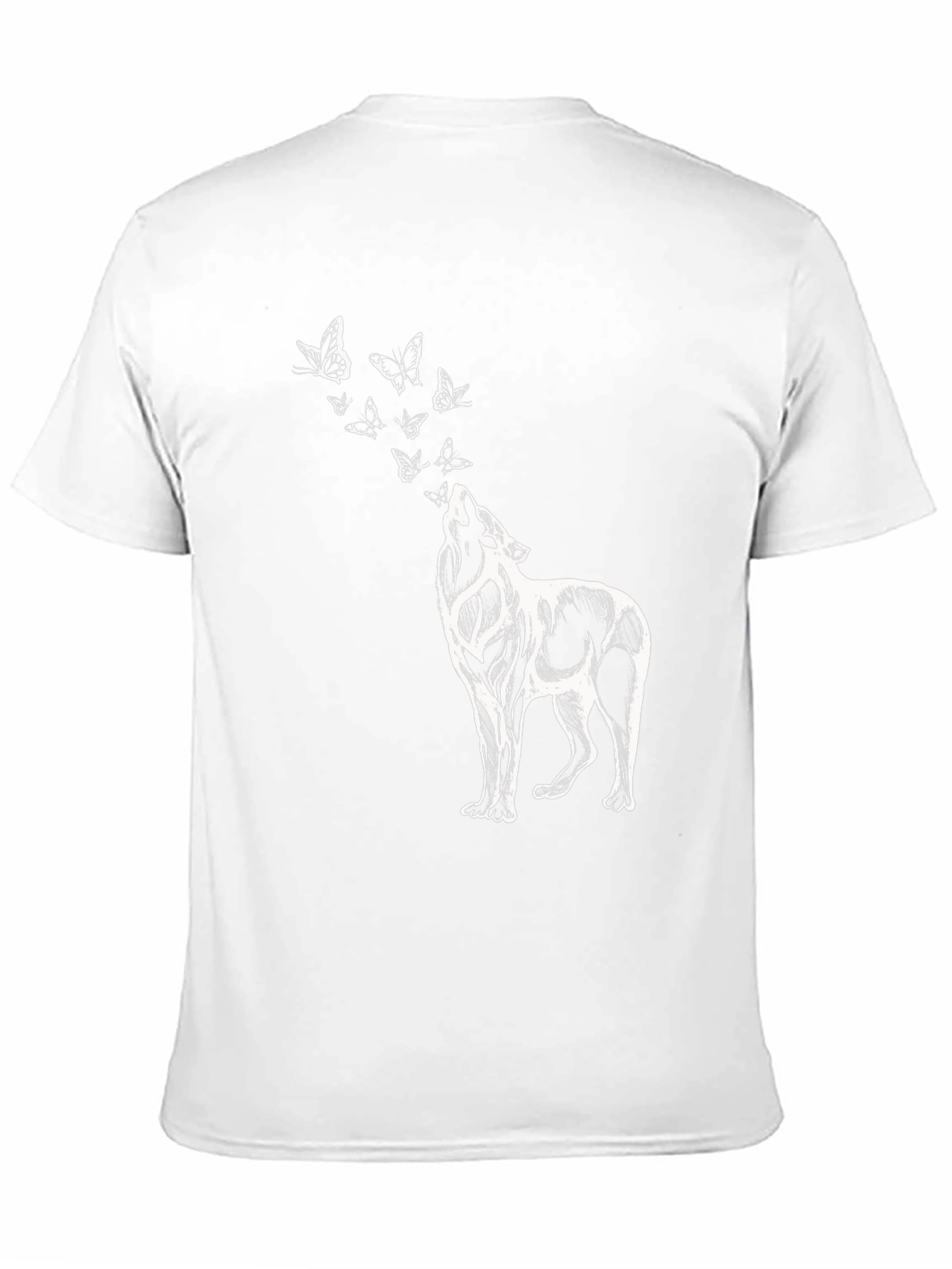 Wolf & Butterfly Graphic T-Shirt - Black