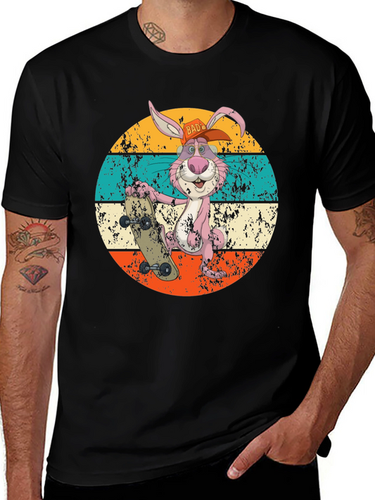Retro Skater Rabbit Graphic T-Shirt