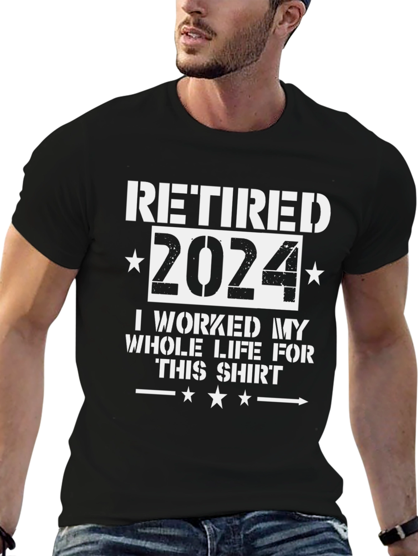 Retired 2024 Graphic Tee - Black Cotton T-Shirt