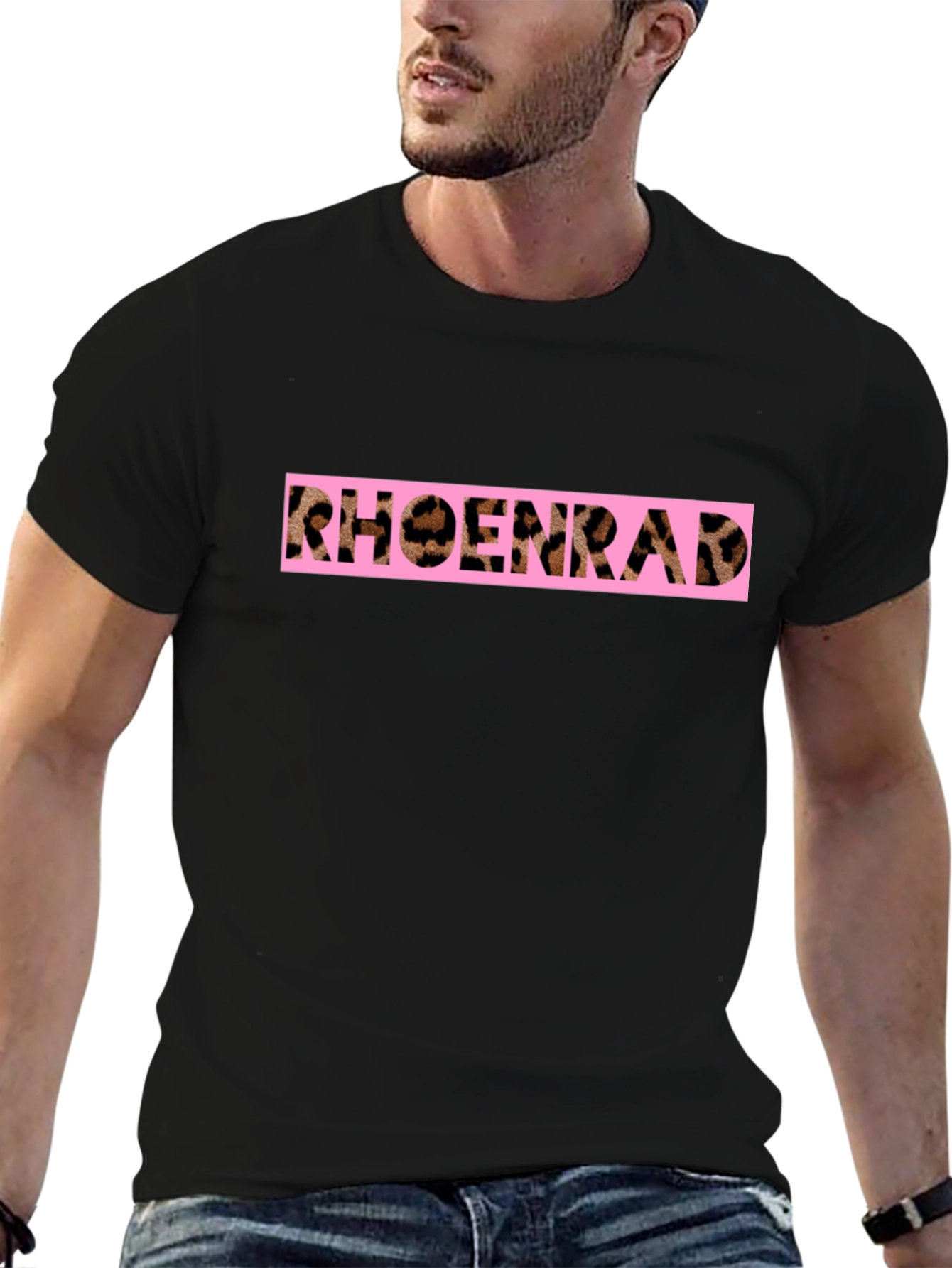 RHOENRAD Animal Print Graphic Black T-Shirt