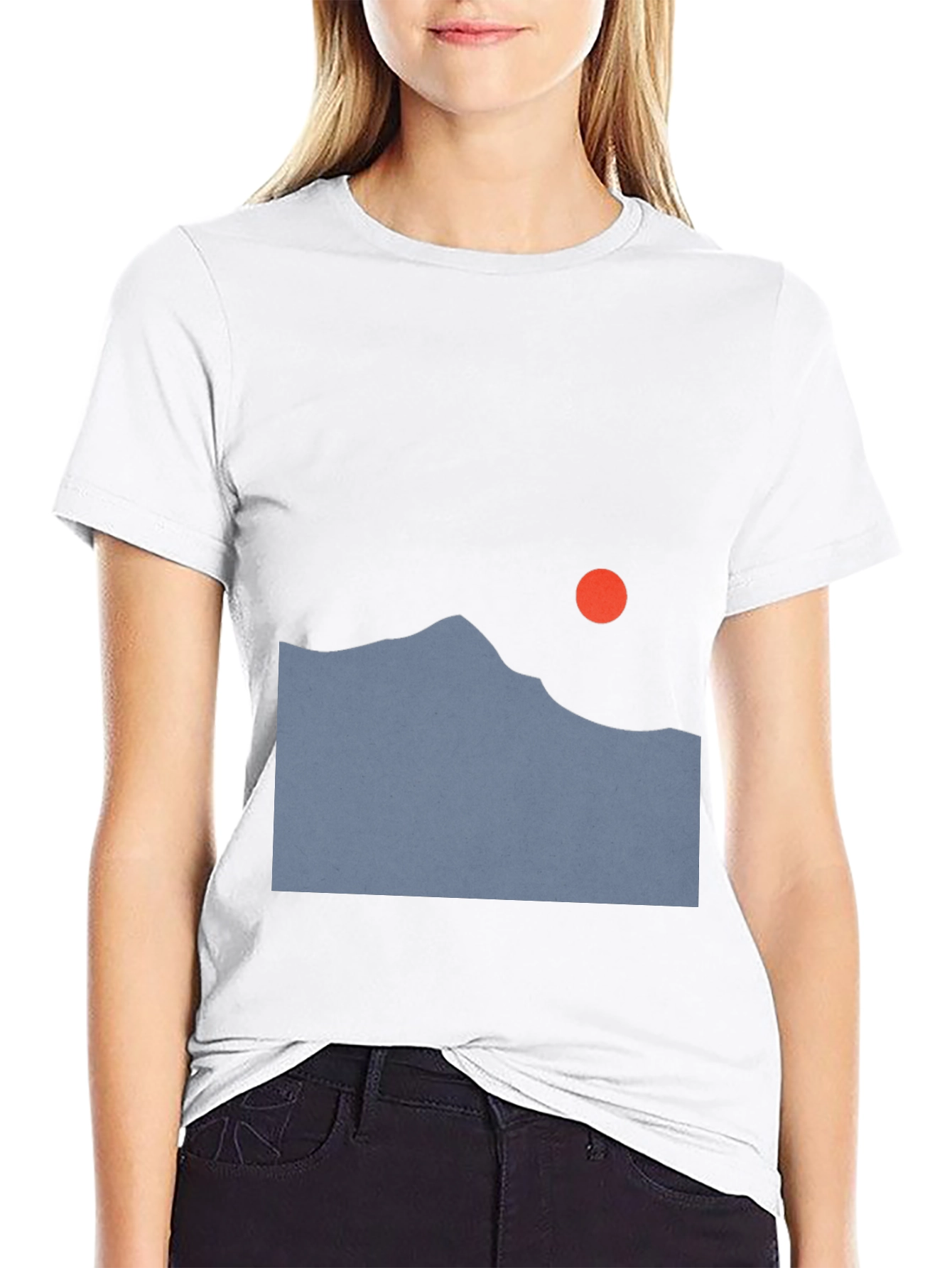 Minimalist Mountain Sunset Black T-Shirt