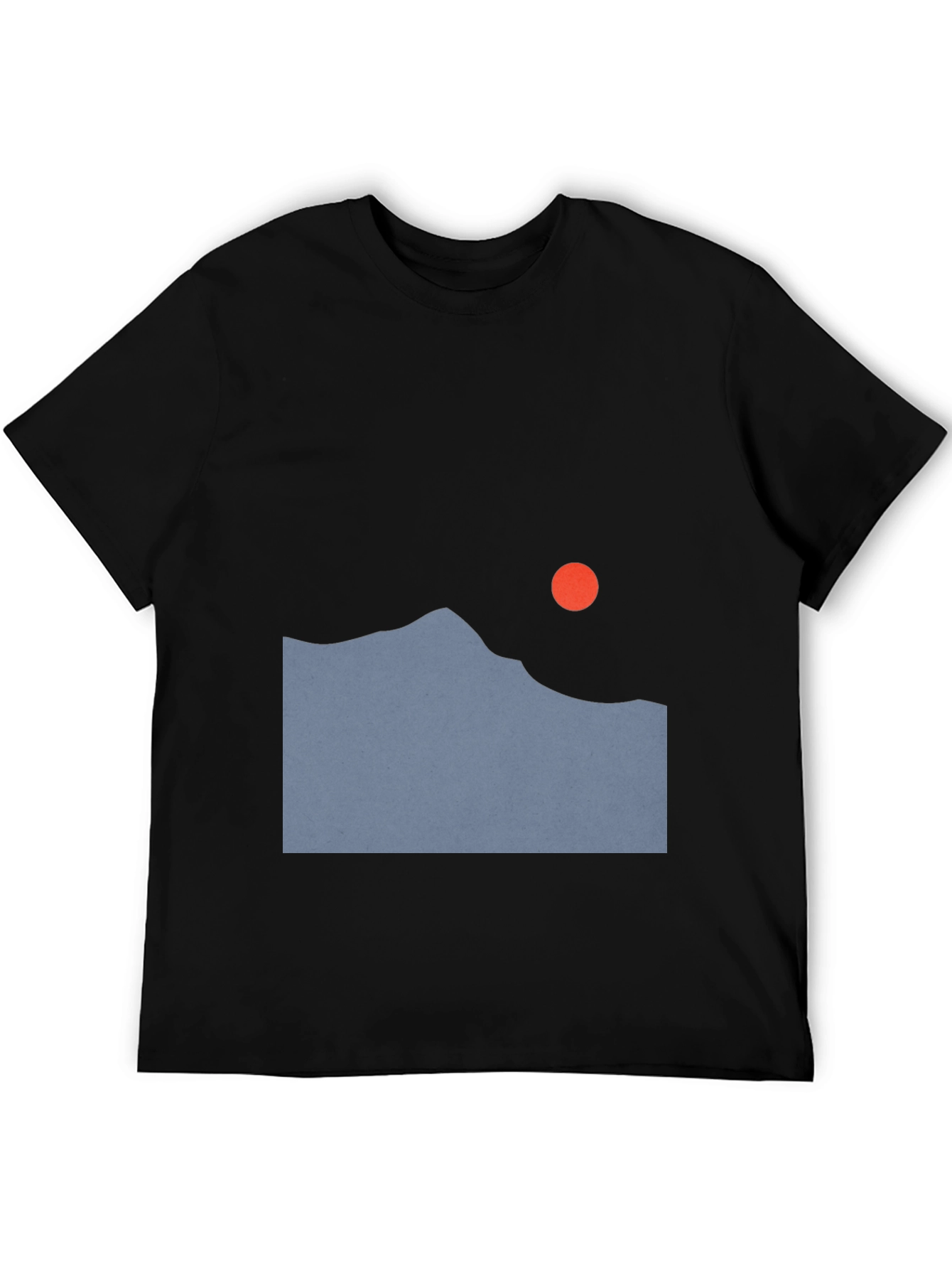 Minimalist Mountain Sunset Black T-Shirt