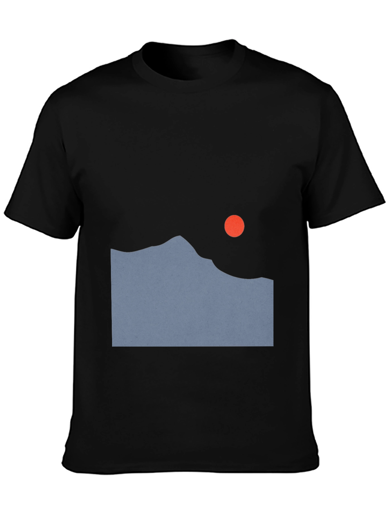 Minimalist Mountain Sunset Black T-Shirt