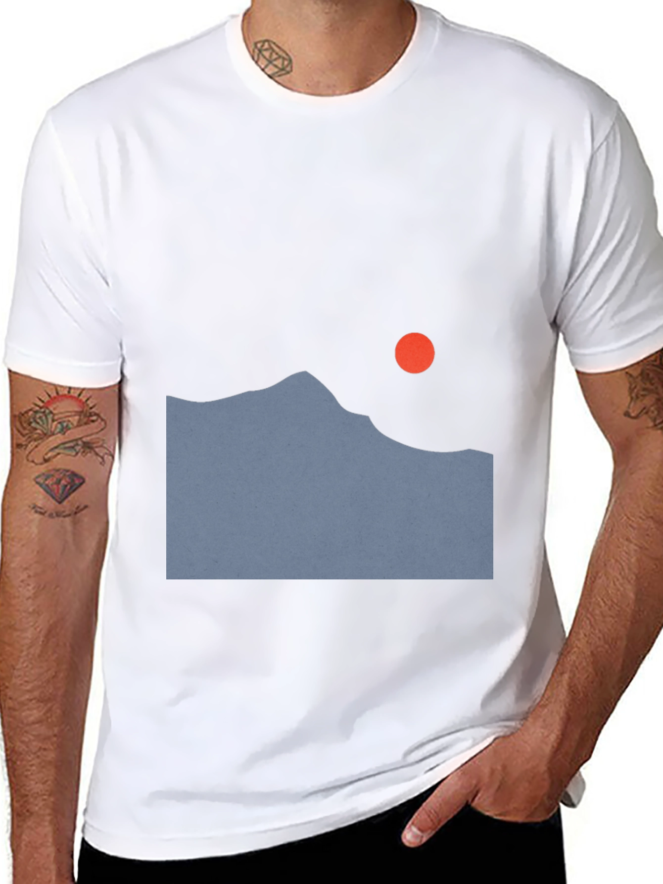 Minimalist Mountain Sunset Black T-Shirt