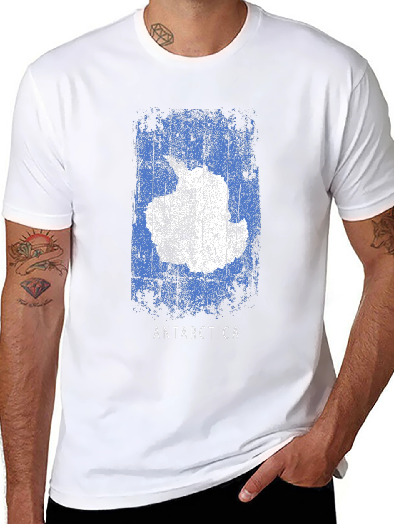 Antarctica Map T-Shirt - Distressed Flag Design