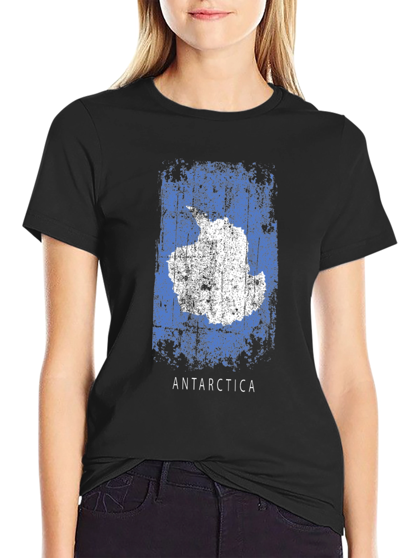 Antarctica Map T-Shirt - Distressed Flag Design
