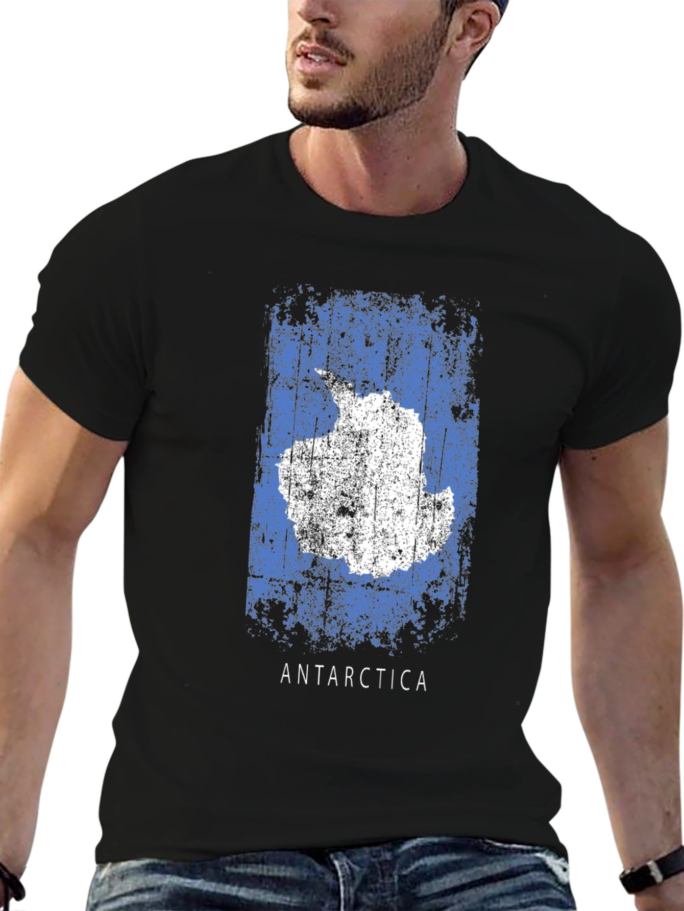Antarctica Map T-Shirt - Distressed Flag Design