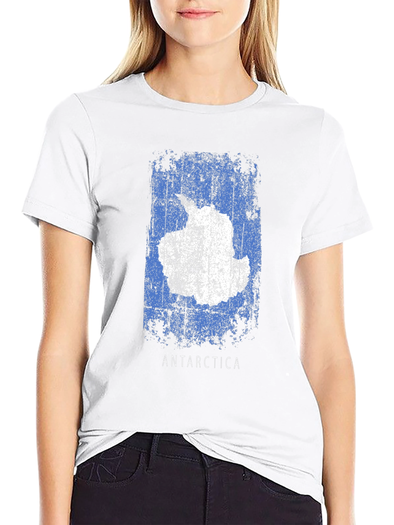 Antarctica Map T-Shirt - Distressed Flag Design