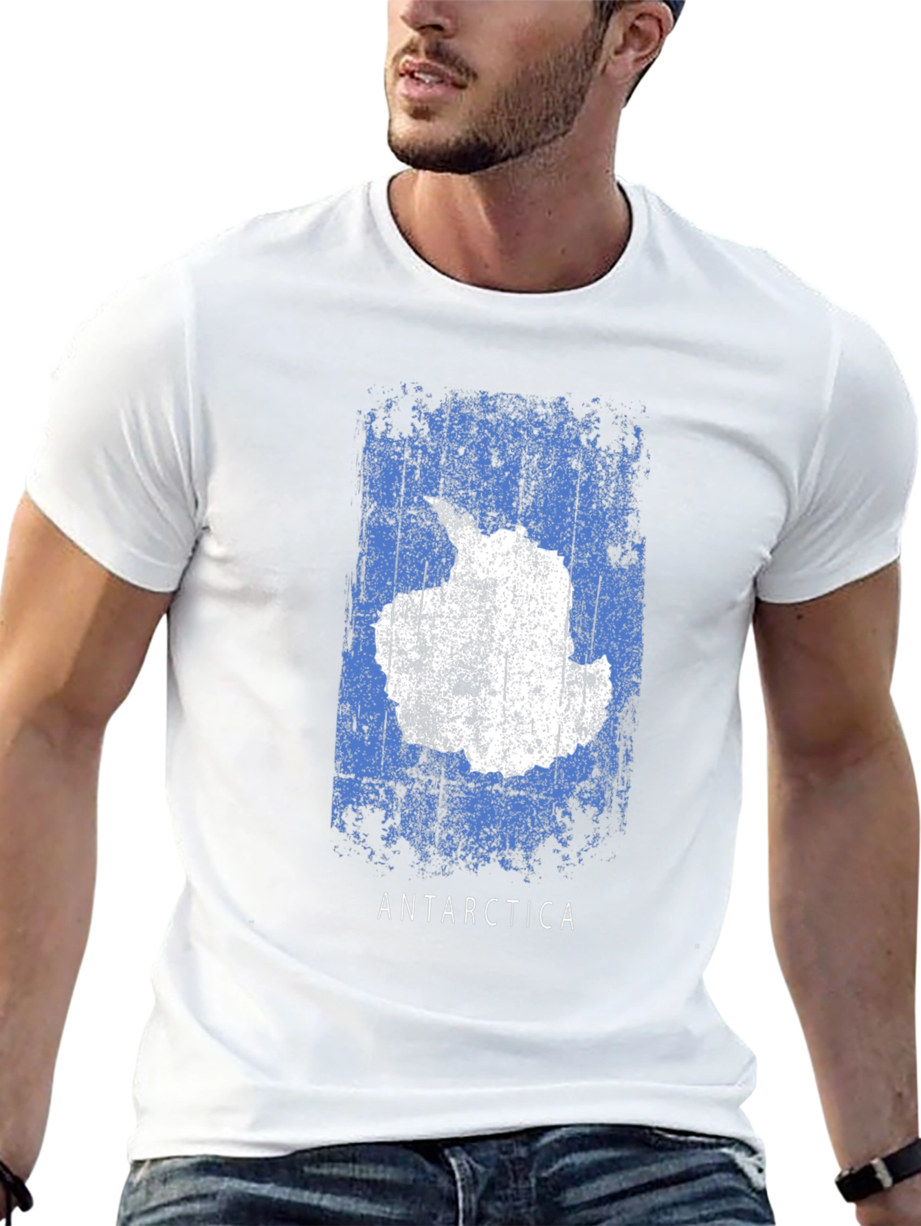 Antarctica Map T-Shirt - Distressed Flag Design