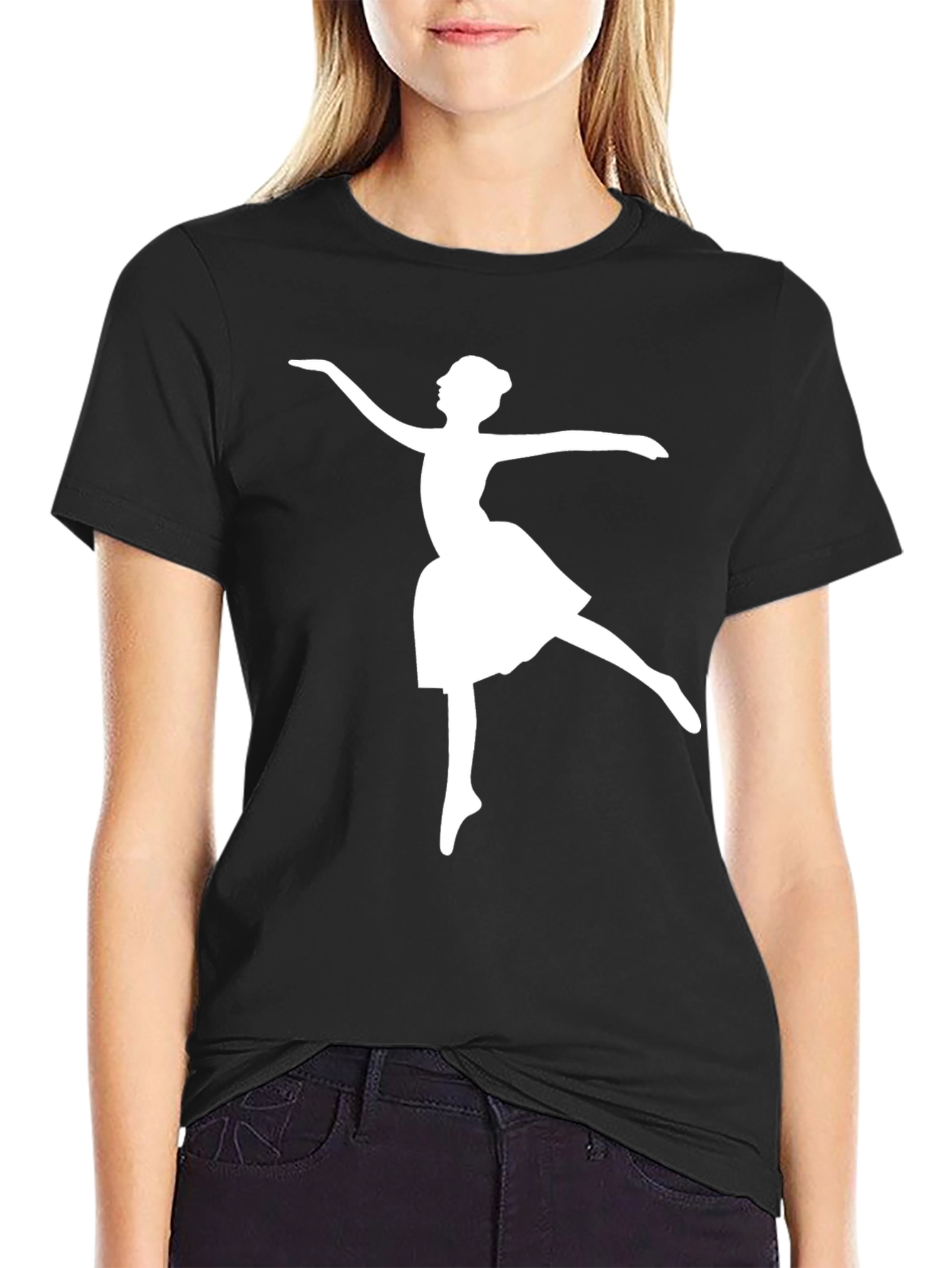 Ballerina Graphic Tee - Black Cotton Comfort