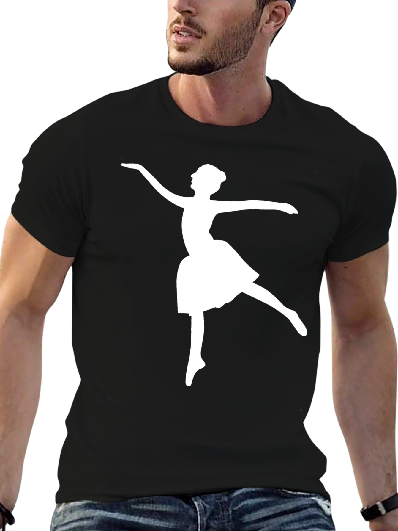 Ballerina Graphic Tee - Black Cotton Comfort