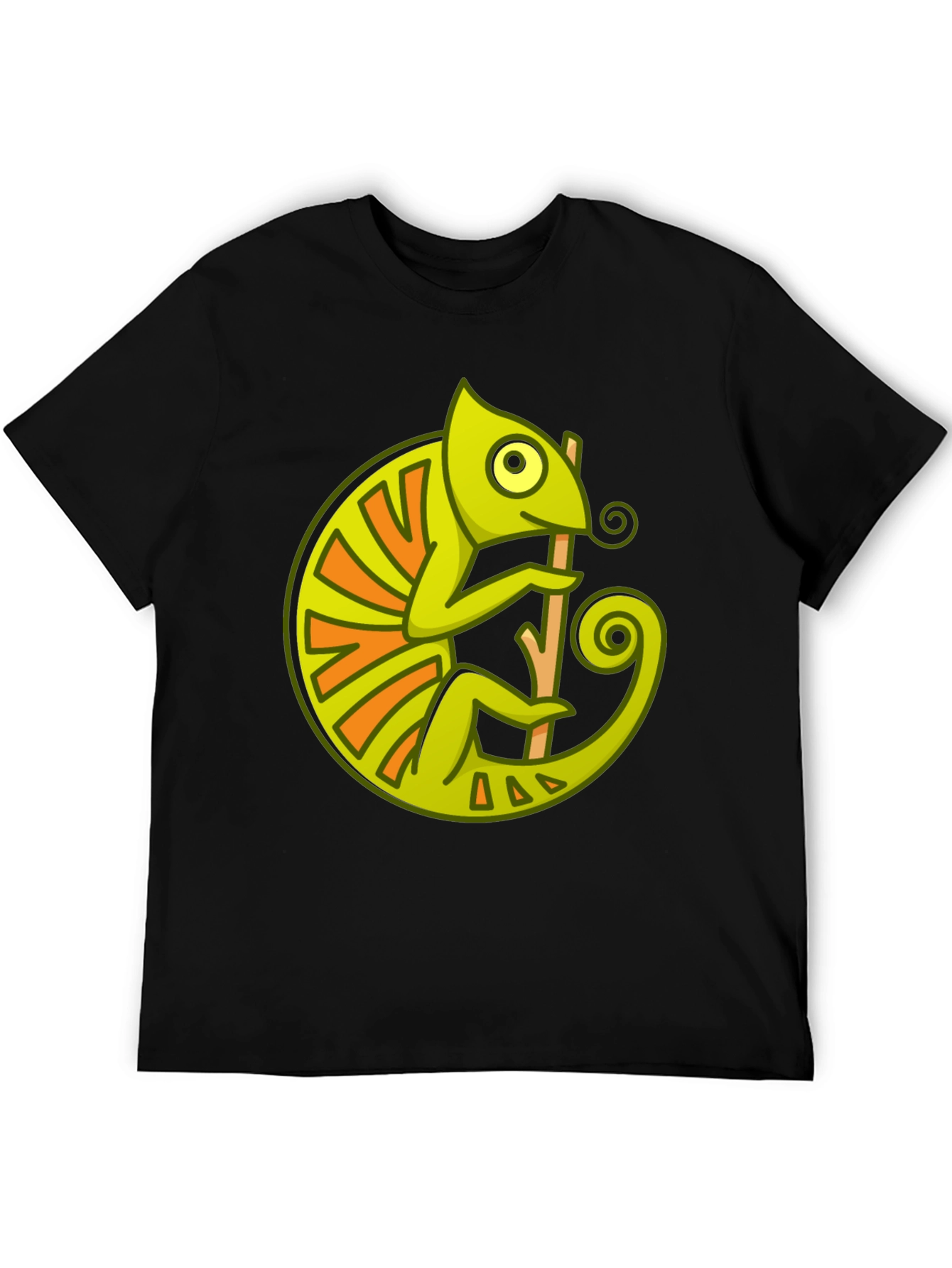 Chameleon Graphic Print Black T-Shirt