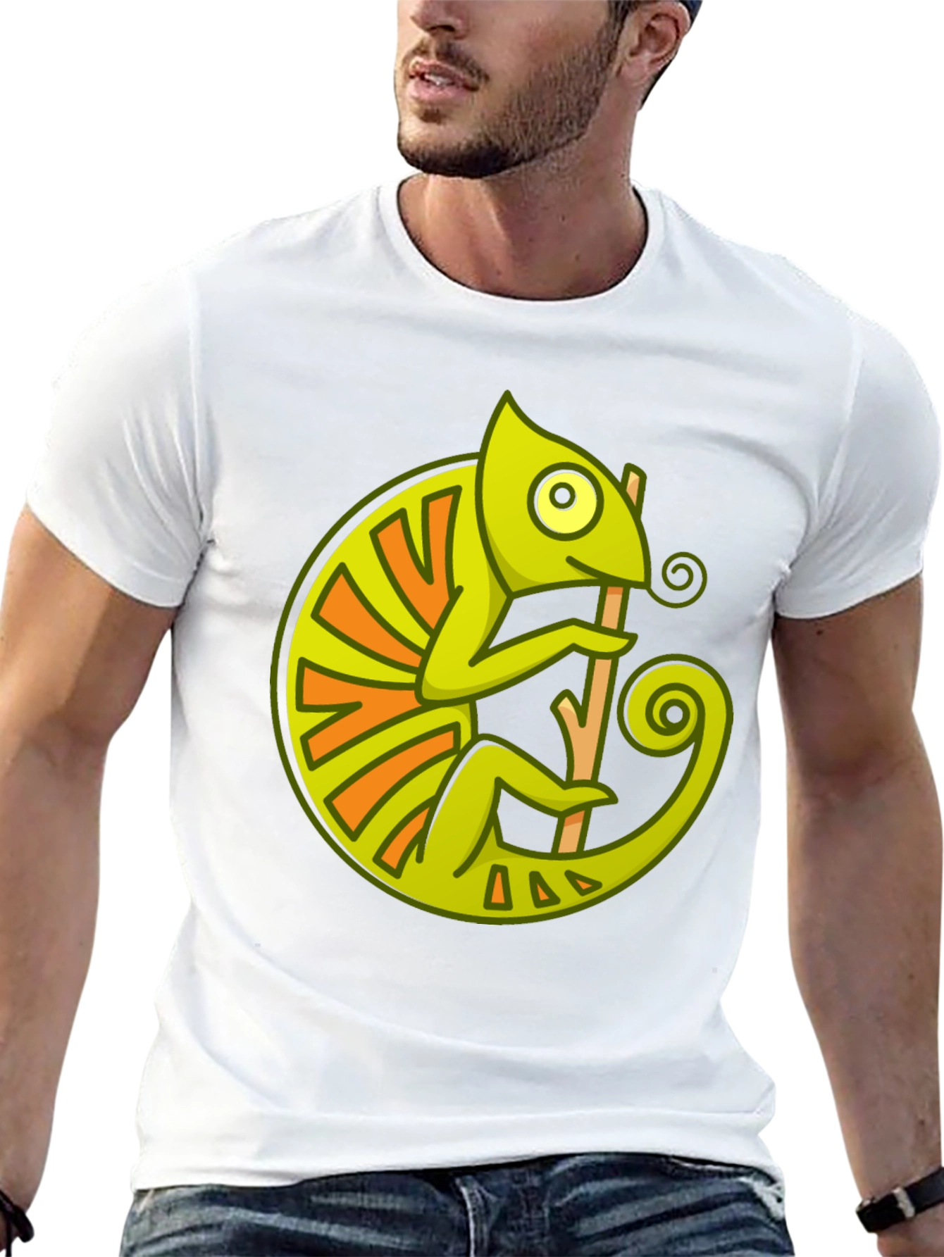 Chameleon Graphic Print Black T-Shirt