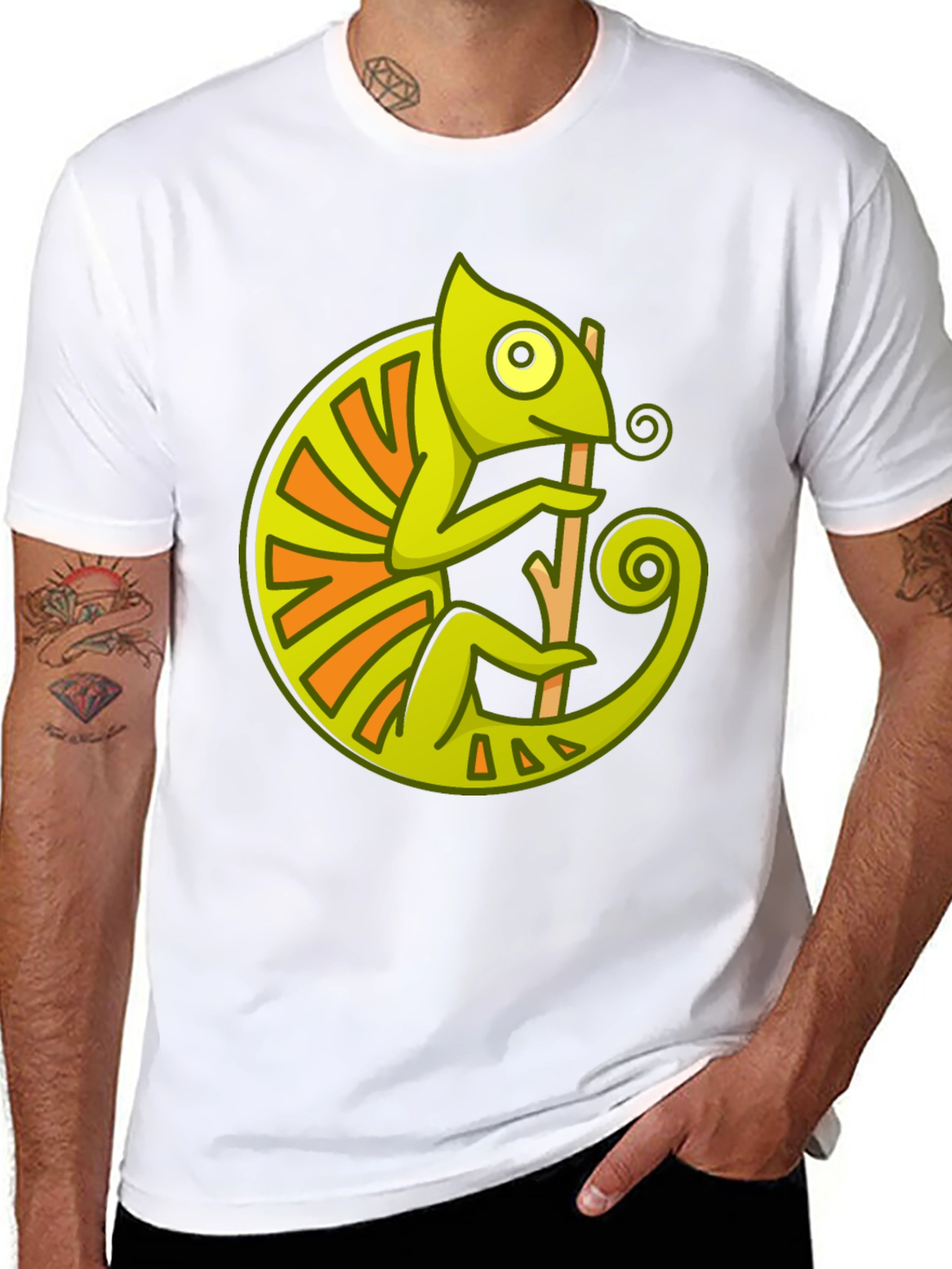 Chameleon Graphic Print Black T-Shirt
