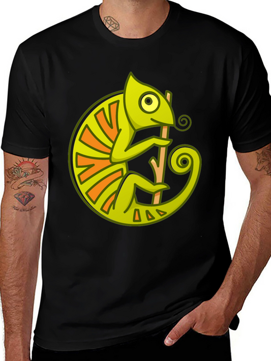 Chameleon Graphic Print Black T-Shirt