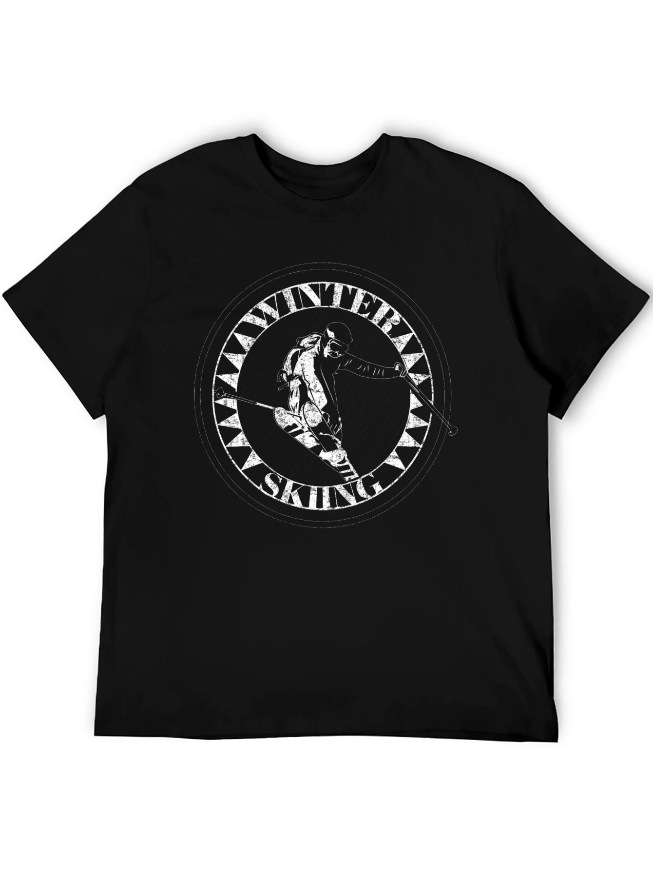 Winter Skiing Graphic T-Shirt - Black