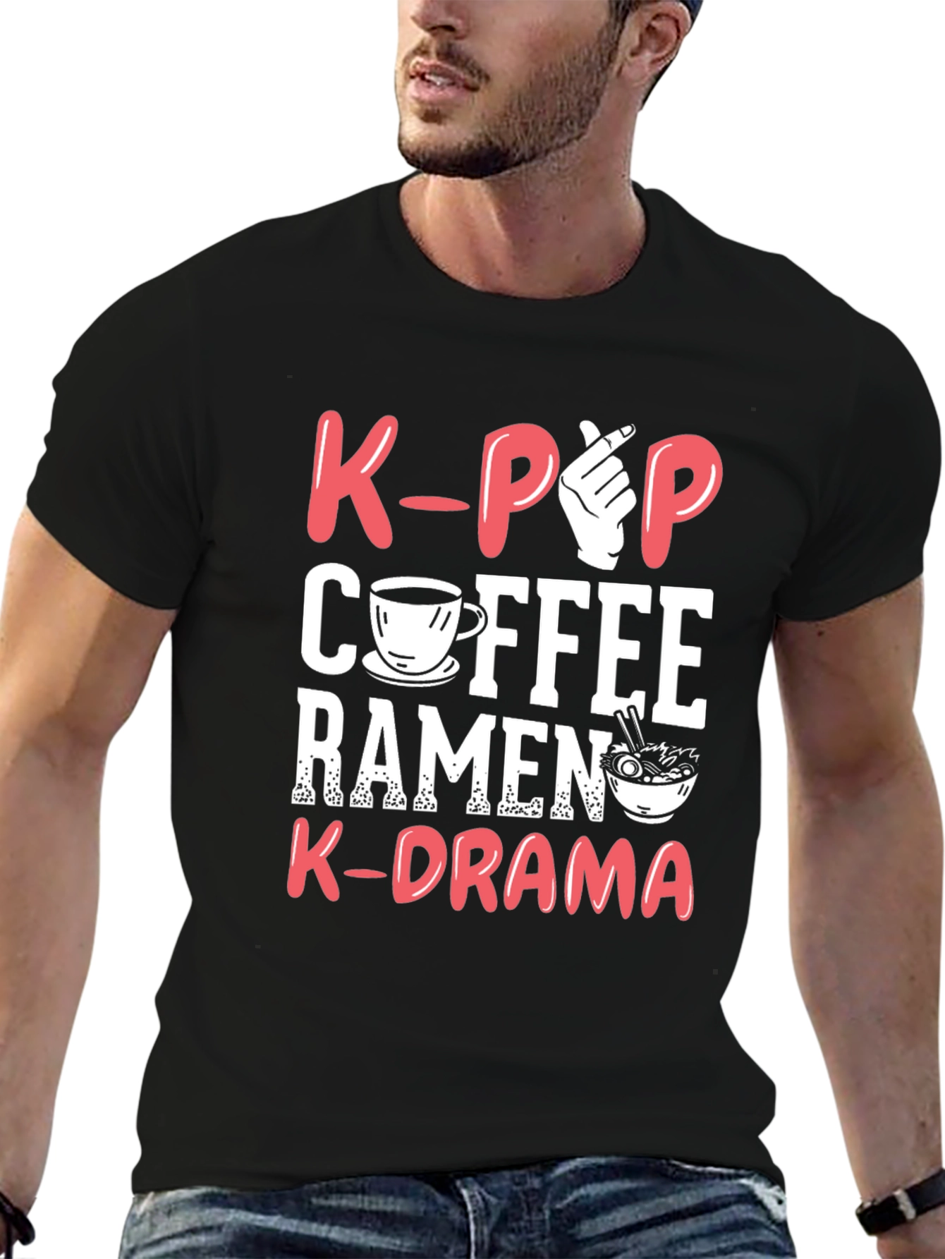 K-Pop Coffee Ramen K-Drama Graphic T-Shirt