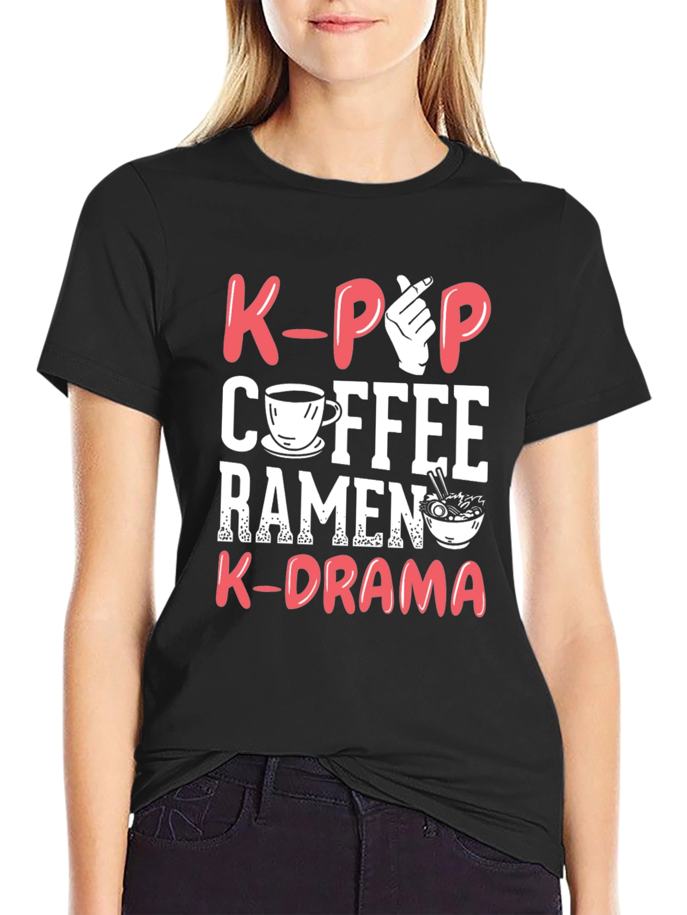 K-Pop Coffee Ramen K-Drama Graphic T-Shirt