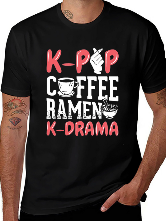 K-Pop Coffee Ramen K-Drama Graphic T-Shirt