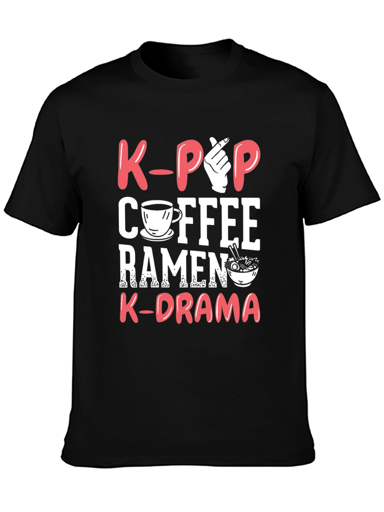 K-Pop Coffee Ramen K-Drama Graphic T-Shirt