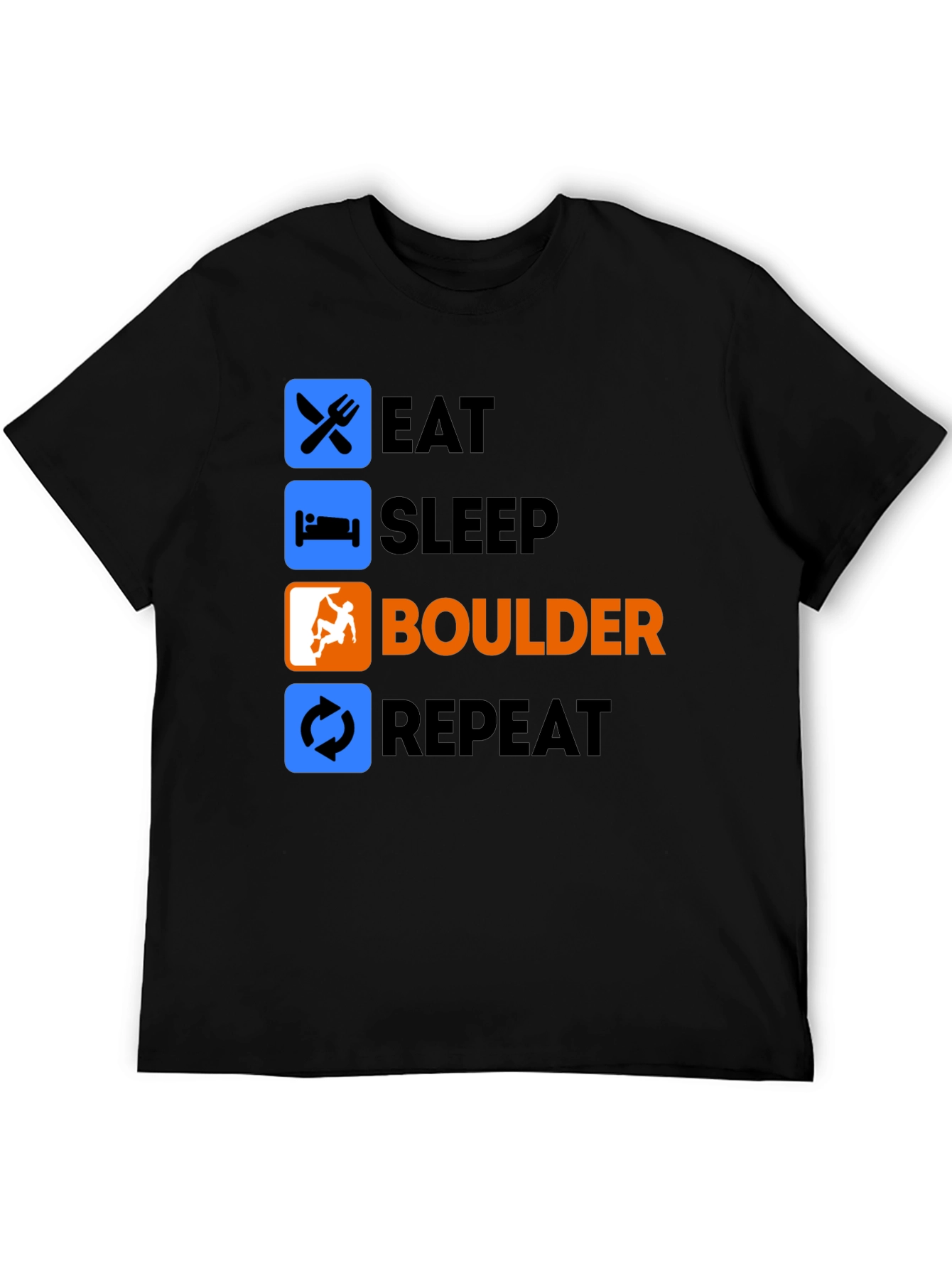 Eat Sleep Boulder Repeat Black T-Shirt