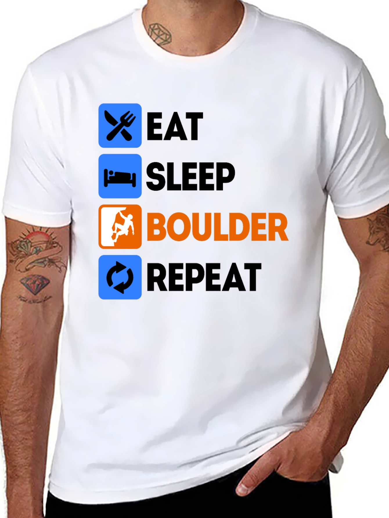 Eat Sleep Boulder Repeat Black T-Shirt
