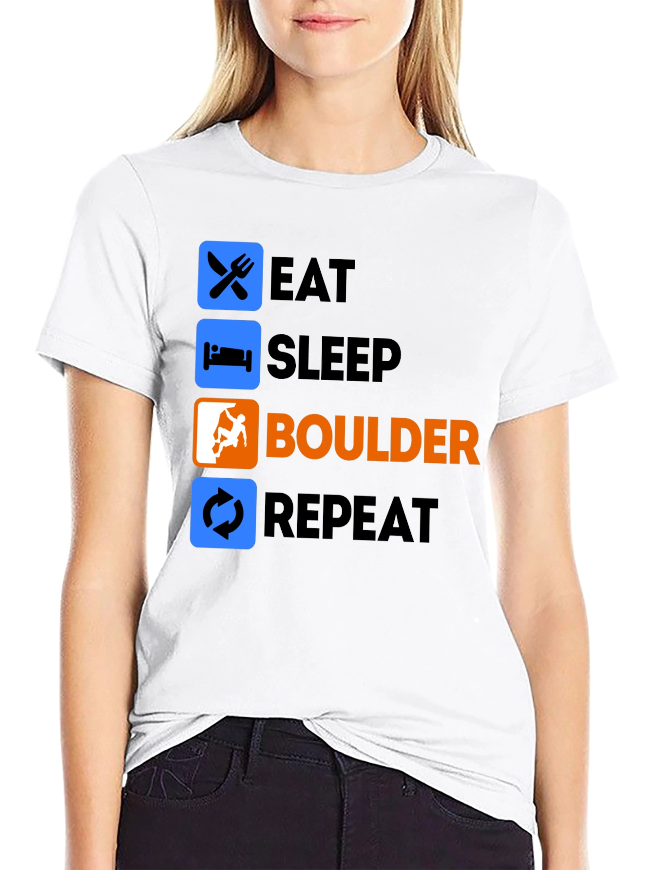 Eat Sleep Boulder Repeat Black T-Shirt