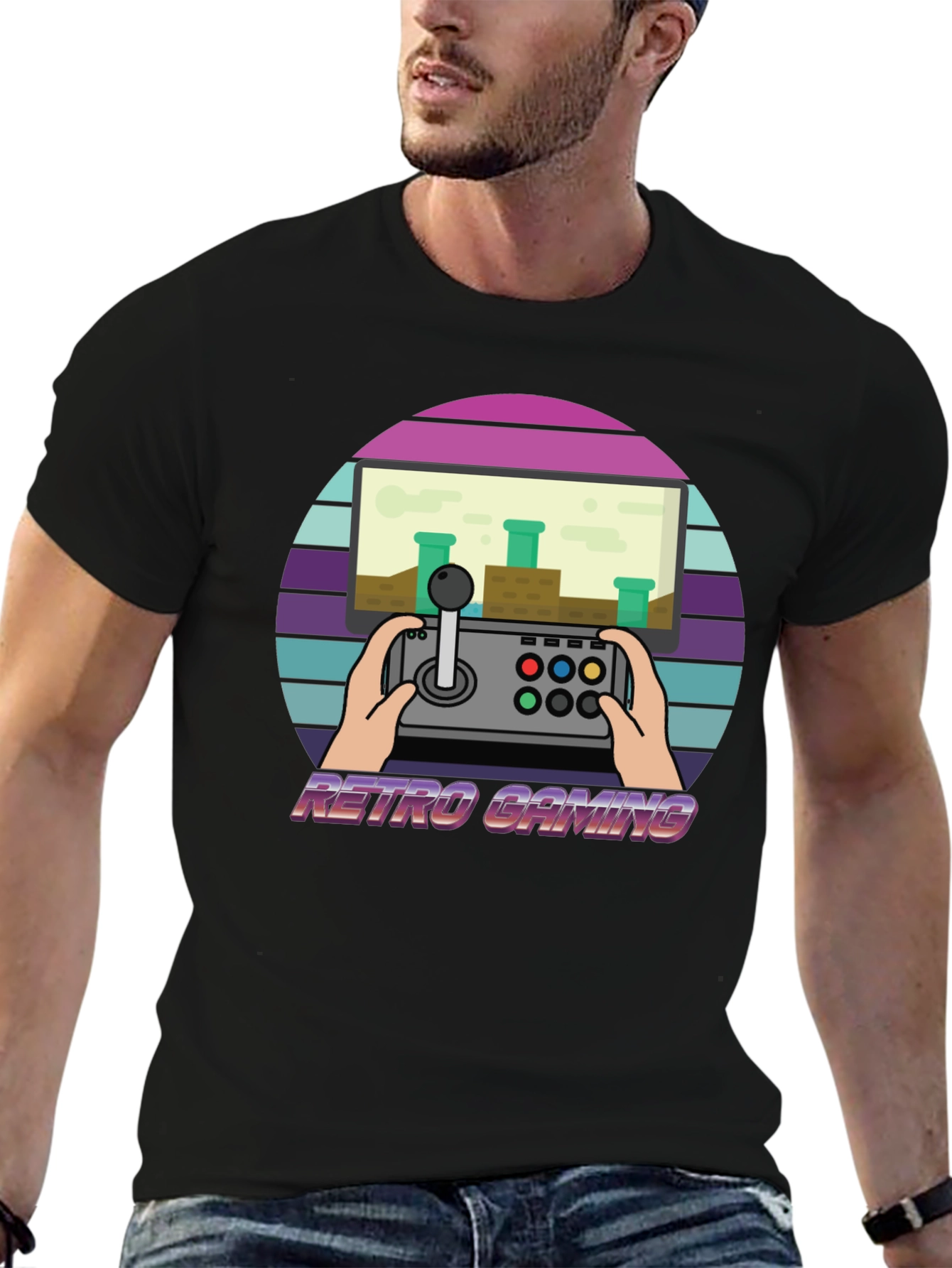 Retro Gaming Black T-Shirt