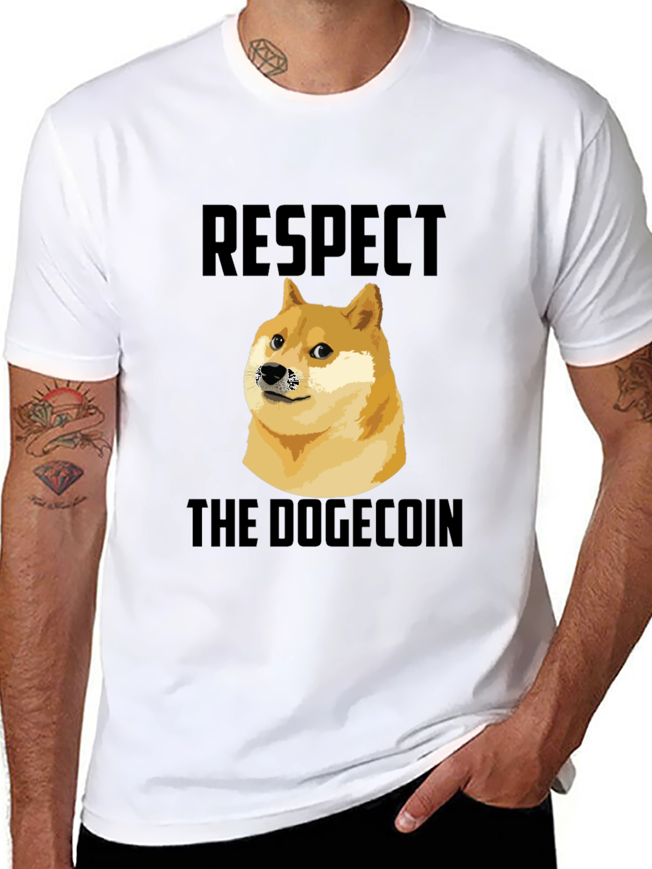 Respect The Dogecoin Black T-Shirt