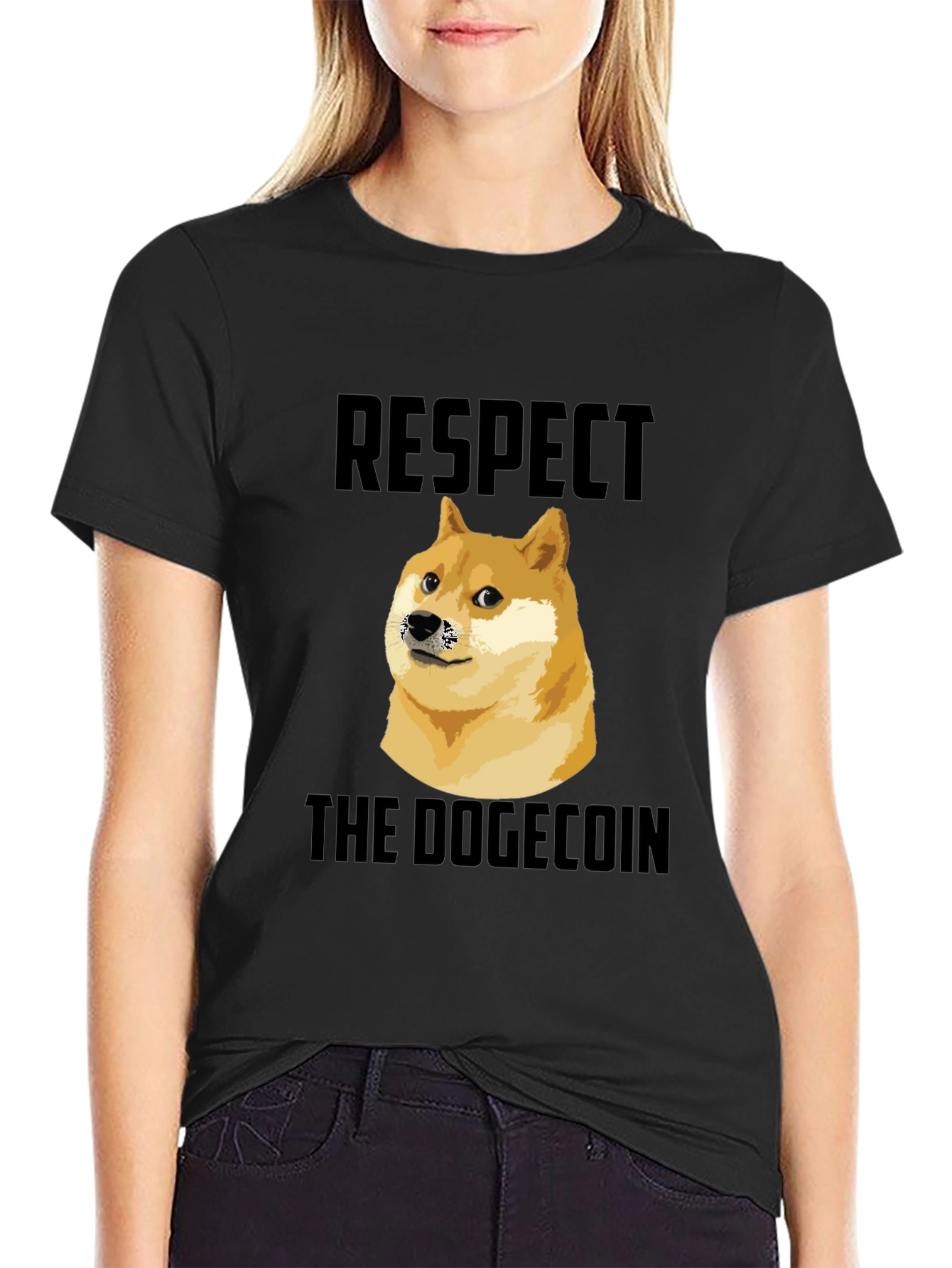 Respect The Dogecoin Black T-Shirt