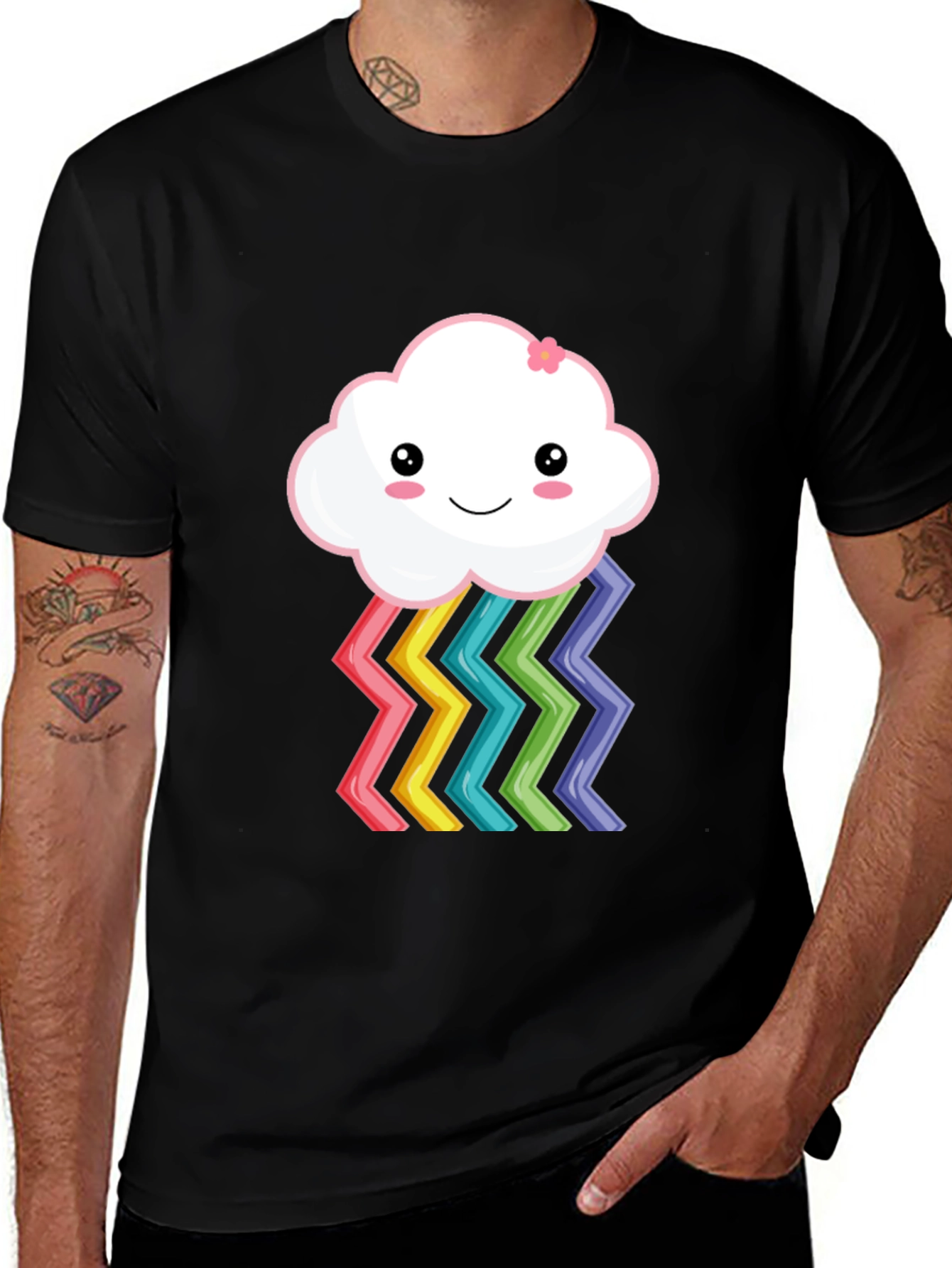 Cute Rainbow Cloud Graphic T-Shirt